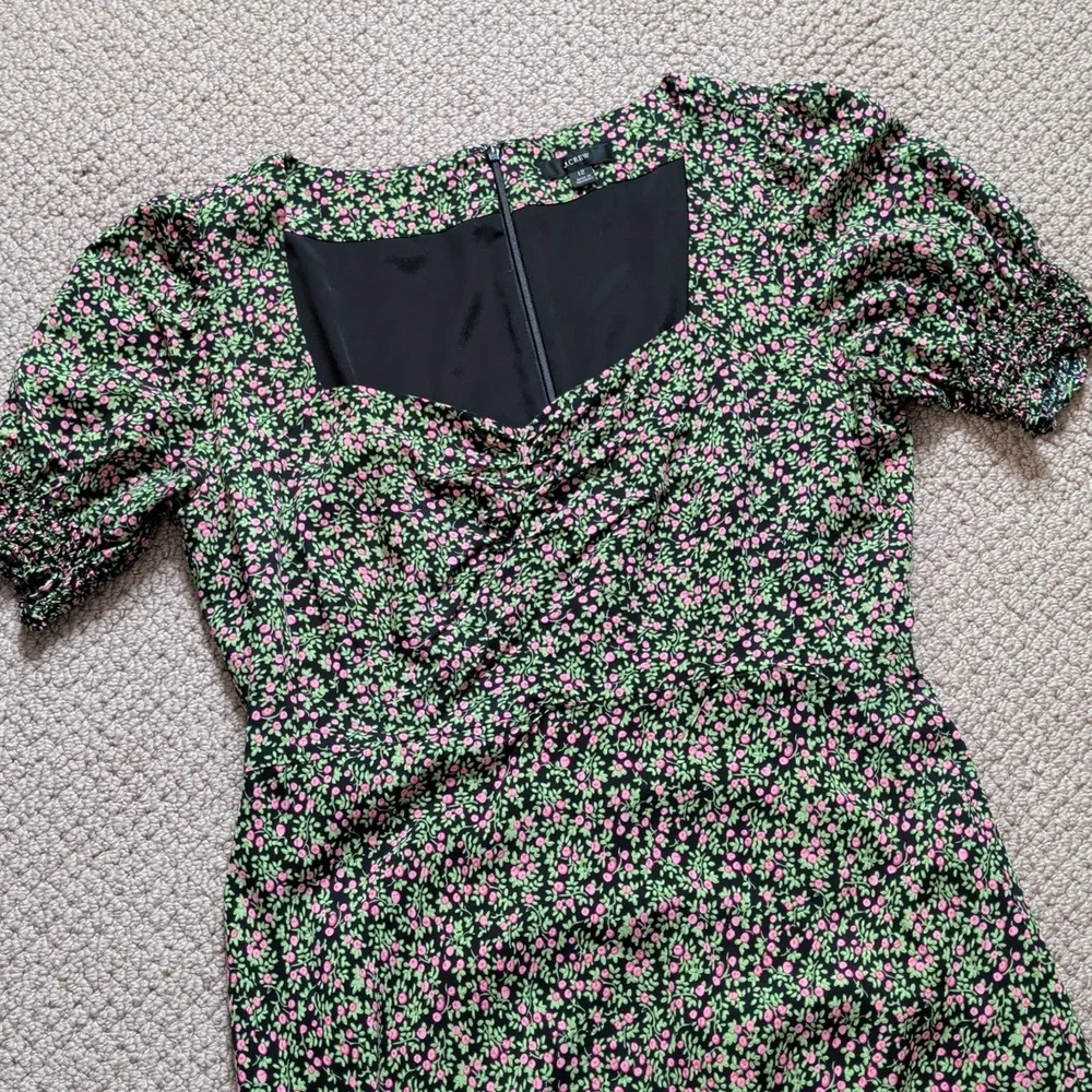 J Crew Sweetheart Neckline Floral Smocked Sleeve Midi Dress 12 - Picture 9 of 14